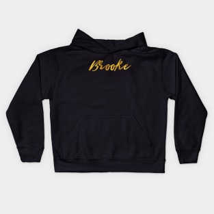 Brooke Name Hand Lettering in Faux Gold Letters Kids Hoodie